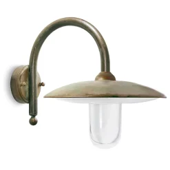 Lampada da Parete per Esterno in Ottone Vintage e Vetro Trasparente - Drago