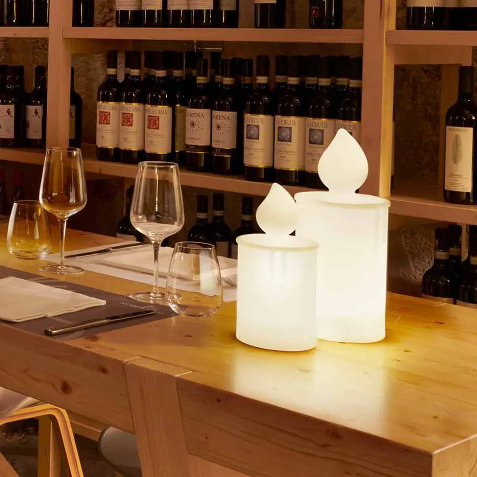 Lampada da Tavolo a Led Bianca Candela Luminosa Design di Slide - Fiamma