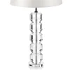 Lampada da Tavolo Base in Cristallo e Paralume Cilindrico in Tessuto - Crocca