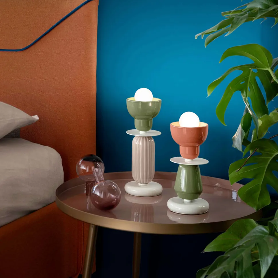 Lampada da Tavolo Bassa in Ceramica di 2 Colori Made in Italy - Berimbau