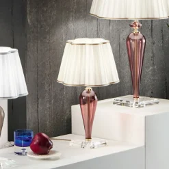 Lampada da Tavolo Classica Fatta a Mano in Vetro e Cristallo - Mariangela
