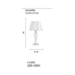 Lampada da Tavolo Classica Fatta a Mano in Vetro e Cristallo - Mariangela