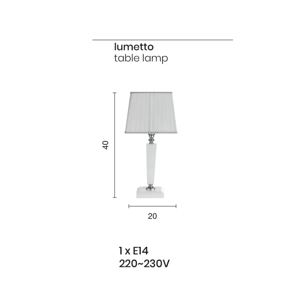 Lampada da Tavolo Classica in Vetro a Mano Italiano e Paralume - Malesia