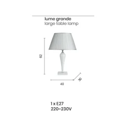 Lampada da Tavolo Classica in Vetro Italiano Lavorato a Mano - Rapallo