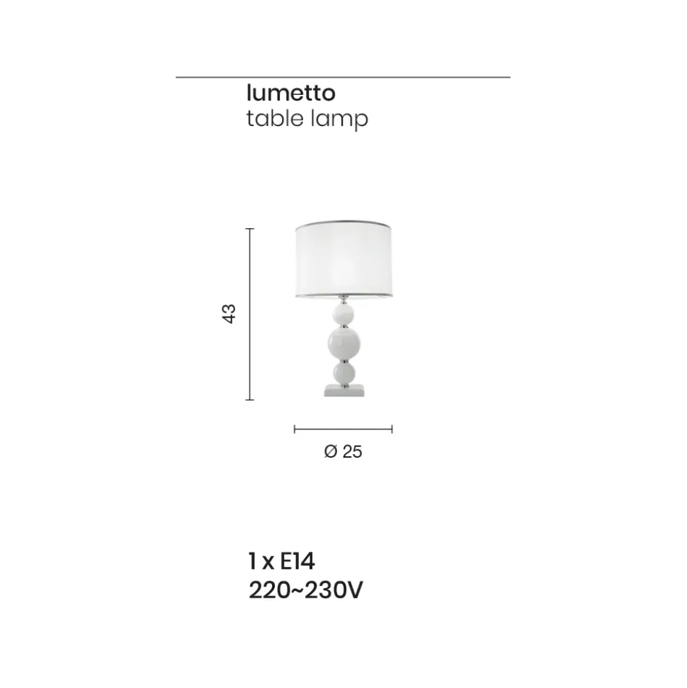 Lampada da Tavolo Classica in Vetro Artigianale Italiano e Metallo - Memore