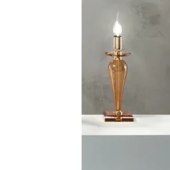 Lampada da Tavolo Classica in Vetro Italiano e Metallo Dorato - Oliver