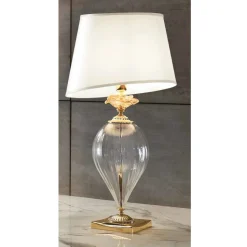 Lampada da Tavolo Classica Vetro Artigianale e Paralume Lusso - Flanders