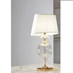 Lampada da Tavolo Classica Vetro Artigianale e Paralume Lusso - Flanders