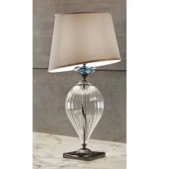 Lampada da Tavolo Classica Vetro Artigianale e Paralume Lusso - Flanders