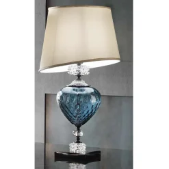 Lampada da Tavolo Classica Vetro Artigianale Italiano e Paralume - Saline