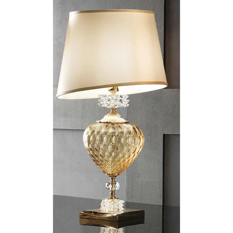 Lampada da Tavolo Classica Vetro Artigianale Italiano e Paralume - Saline