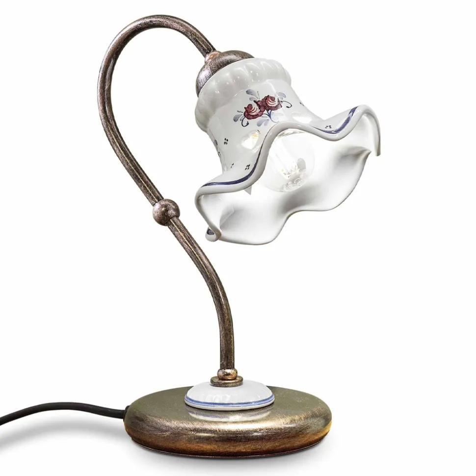 Lampada da Tavolo Ferro Ceramica Dipinta a Mano Vintage Artigianale - Chieti