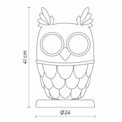 Lampada da Tavolo in Ceramica Bianca Opaca 2 Luci Design Moderno Civetta - Gufo