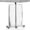 Lampada da Tavolo in Cristallo e Paralume Quadrato Argento di Lusso - Clezia