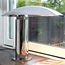 Lampada da Tavolo in Metallo Cromato o Nero con LED Made in Italy - Orlando