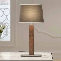 Lampada da Tavolo in Metallo con Paralume in Tessuto Made in Italy - Jump