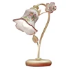 Lampada da Tavolo in Metallo e Ceramica Decorata a Mano con Rosa - Pisa