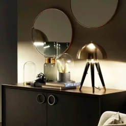Lampada da Tavolo in Metallo Nero e Ottone Spazzolato Made in Italy - Peter