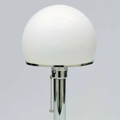 Lampada da Tavolo in Opalina con Struttura Cromata Made in Italy - Toronto