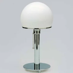 Lampada da Tavolo in Opalina con Struttura Cromata Made in Italy - Toronto