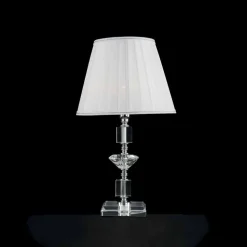 Lampada da tavolo in vetro trasparente e cristallo Ivy, made in Italy