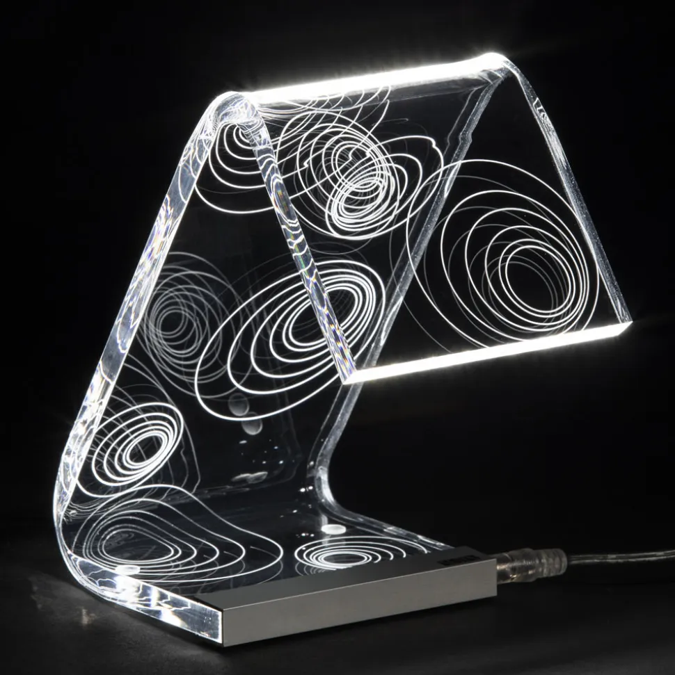 Lampada da Tavolo Led Cristallo Acrilico Piegato Decoro a Laser - Possett