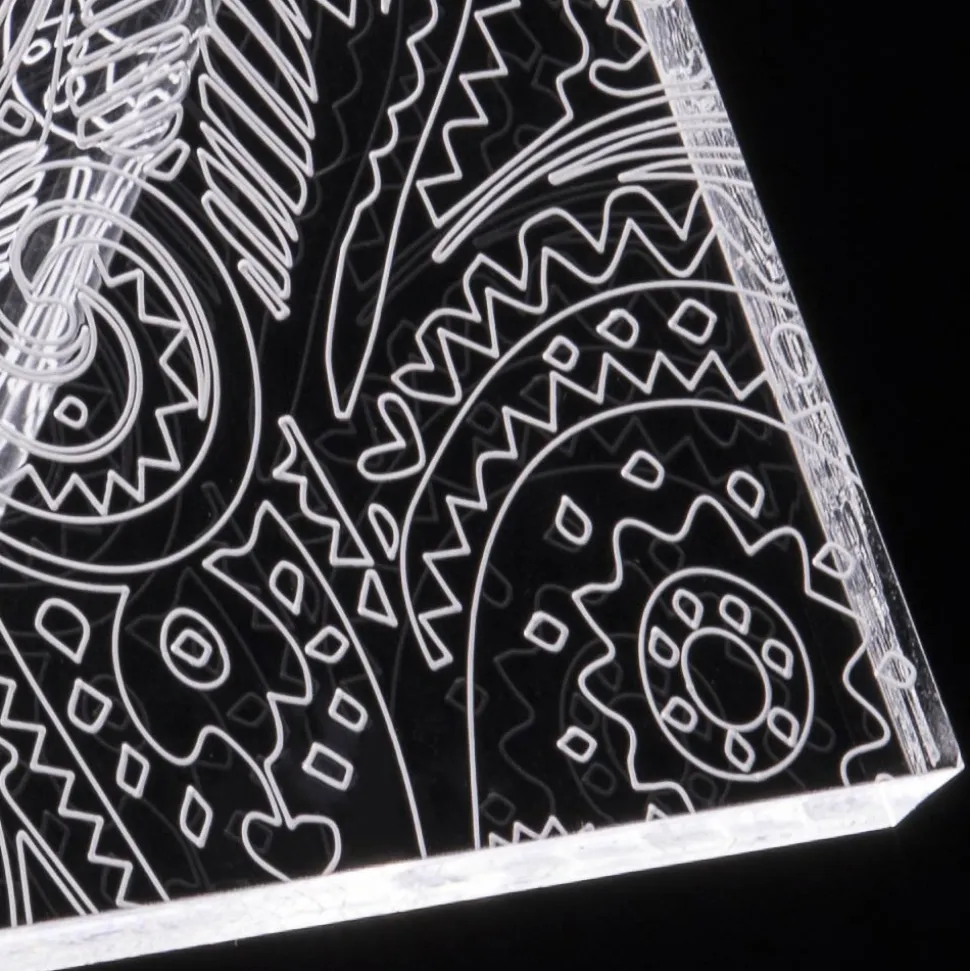Lampada da Tavolo Led Cristallo Acrilico Piegato Decoro a Laser - Possett