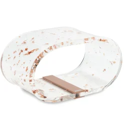 Lampada da Tavolo LED Cristallo Acrilico Foglia Oro, Argento, Rame - Gnassi