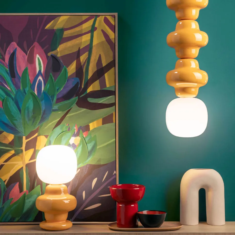 Lampada da Tavolo Realizzata in Ceramica e Vetro Made in Italy - Copacabana