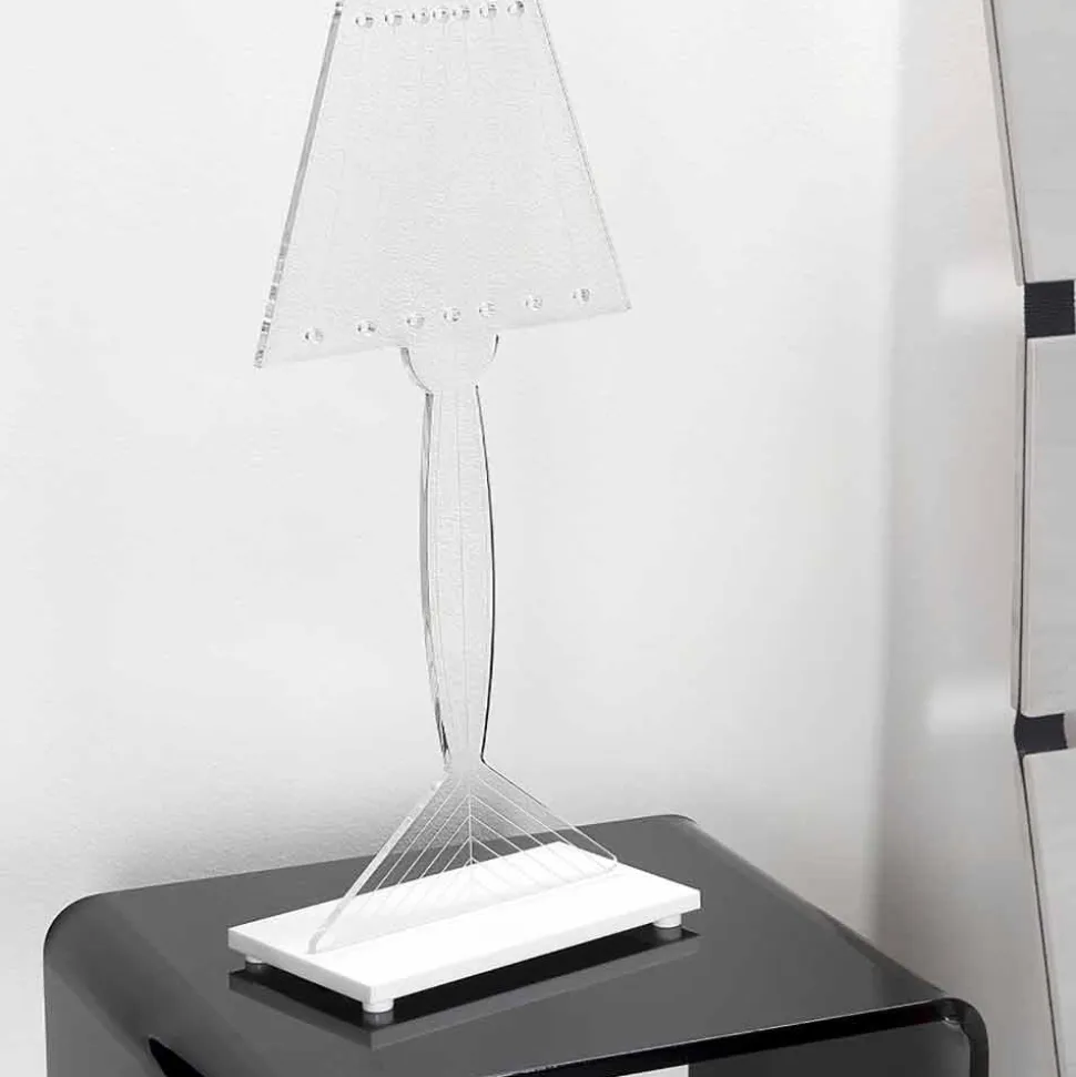 Lampada da tavolo sagomata, luce LED in plexiglass Ferla