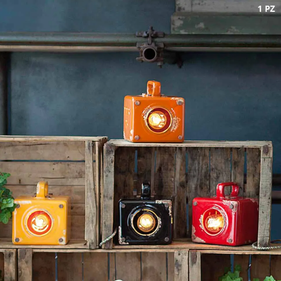 Lampada da tavolo stile industriale in ceramica e ferro Valerie