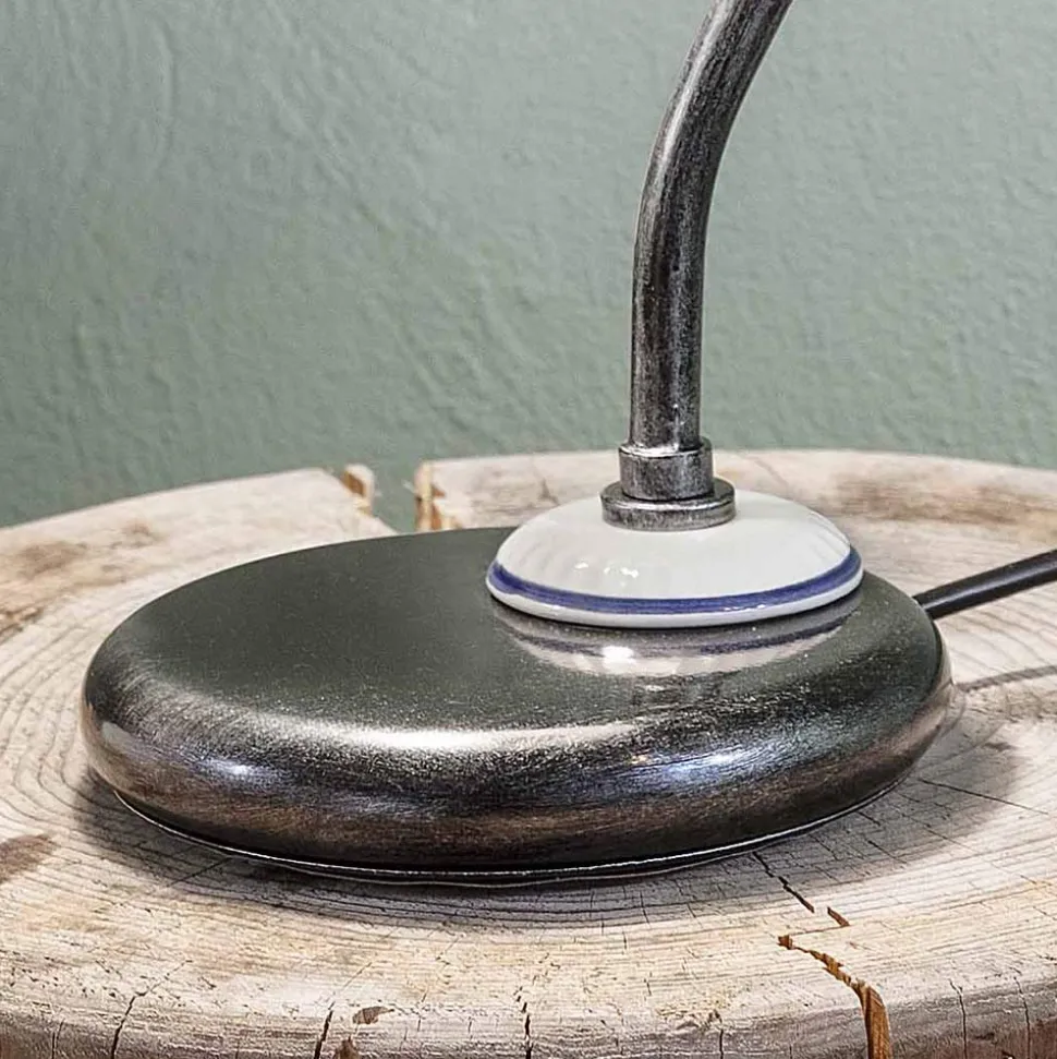 Lampada da Tavolo Stile Vintage in Ceramica Dipinta a Mano e Ferro - Asti