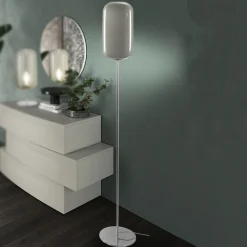Lampada da Terra Artigianale in Vetro Veneziano Soffiato a Mano - Bambù