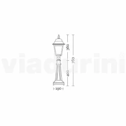 Lampada da terra da esterno in alluminio pressofuso prodotta in Italia, Aquilina