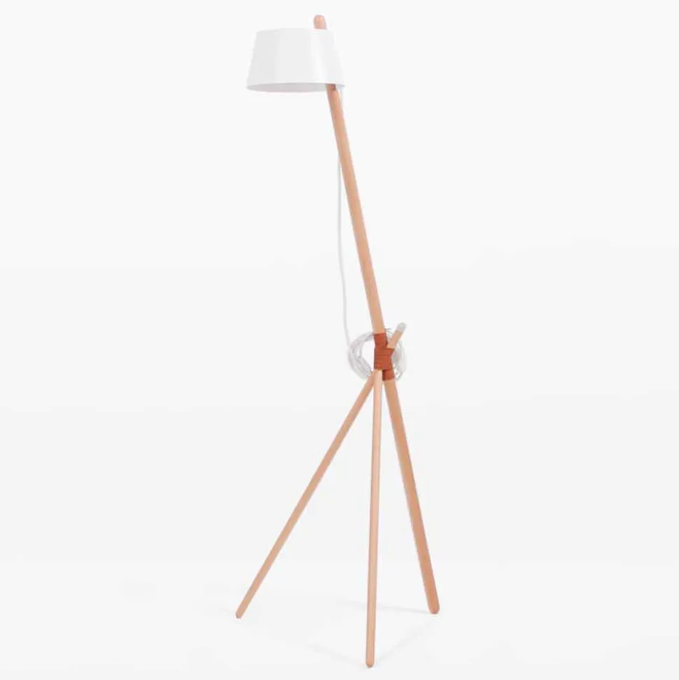 Lampada da Terra di Design in Legno di Faggio e Metallo Laccato - Avetta