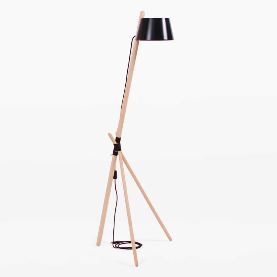 Lampada da Terra di Design in Legno di Faggio e Metallo Laccato - Avetta