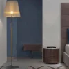 Lampada da Terra di Design in Metallo, Legno e Organza Made in Italy - Boom