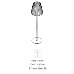 Lampada da Terra di Design in Metallo, Legno e Organza Made in Italy - Boom