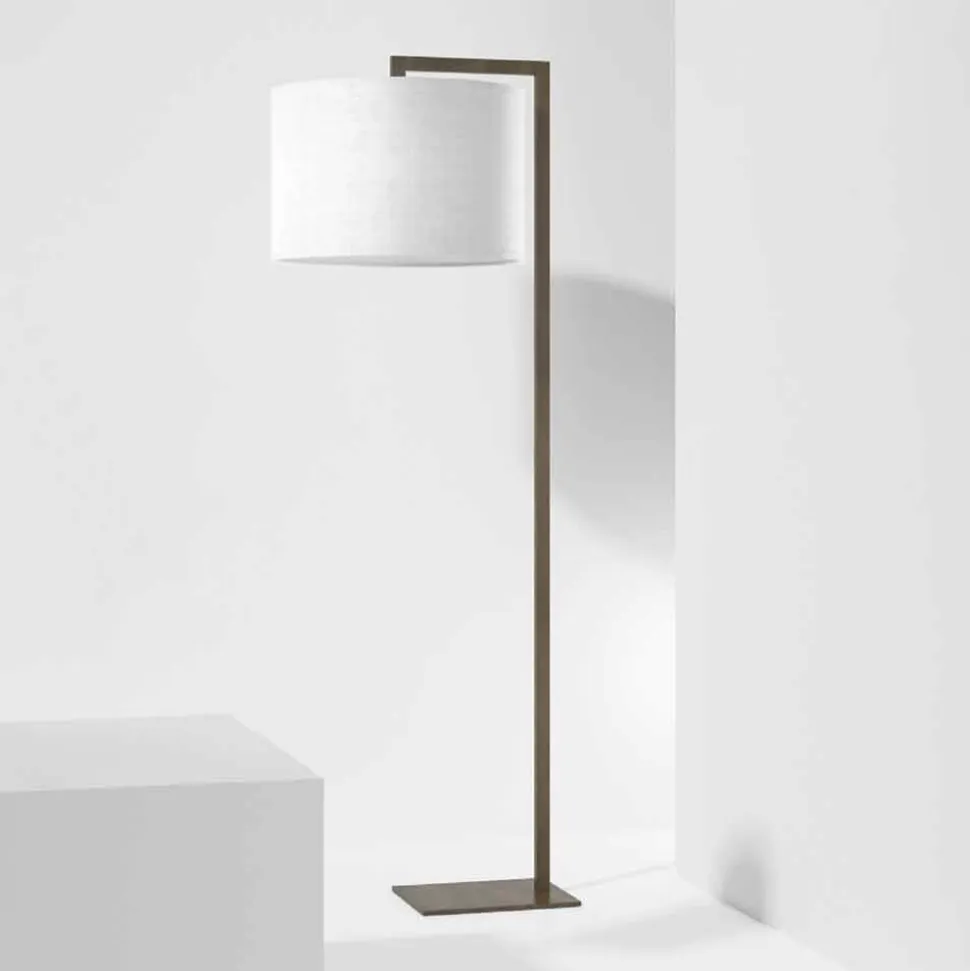Lampada da Terra di Design in Metallo con Paralume in Lino Made in Italy - Bali