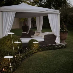 Lampada da Terra Giardino Alluminio Bianco Design a Foglia Ninfea - Cipriam