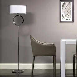 Lampada da terra in acciaio con paralume bianco Hmax 149,5cm Moon