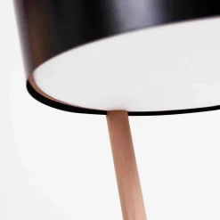 Lampada da Terra in Legno e Metallo con Dettagli in Pelle Vegana - Avetta