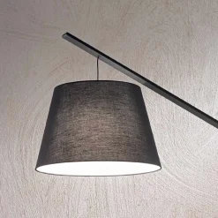 Lampada da Terra in Metallo con Paralume Rivestito in Tessuto - Rivella