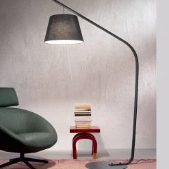 Lampada da Terra in Metallo con Paralume Rivestito in Tessuto - Rivella
