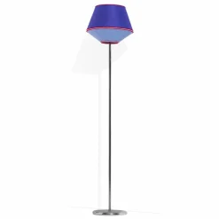 Lampada da Terra in Metallo Cromato con Paralume in Tessuto Made in Italy - Soya