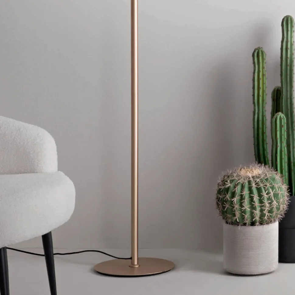 Lampada da Terra in Metallo e Vetro Decorato a Righe Concentriche - Bagolaro