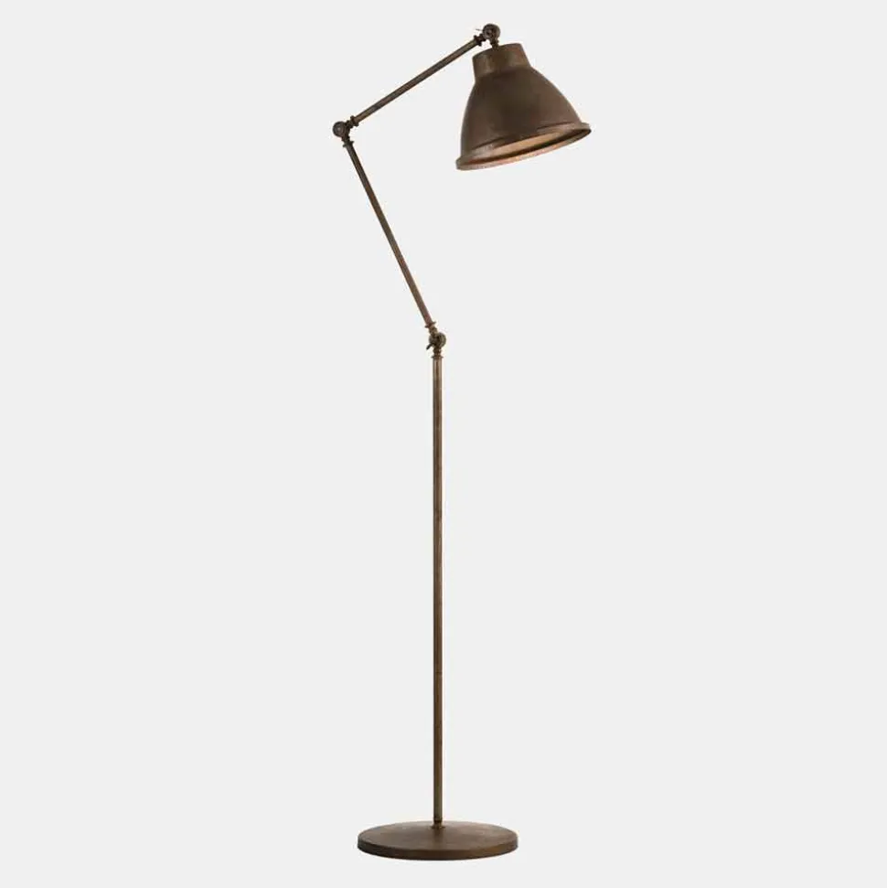 Lampada da Terra in Ottone e Ferro con Snodo Stile Vintage - Loft by Il Fanale