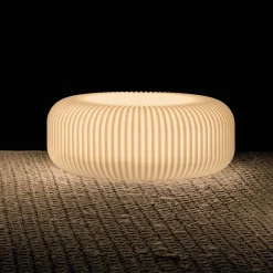 Lampada da Terra in Polietilene Alabastro per Esterni Made in Italy - Disco