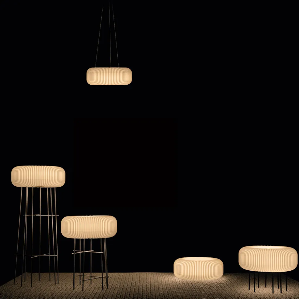 Lampada da Terra in Polietilene Alabastro per Esterni Made in Italy - Disco