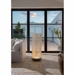 Lampada da Terra Led in Tecnopolimero Grigio e Bacchette in Pvc Bianco - Tatto